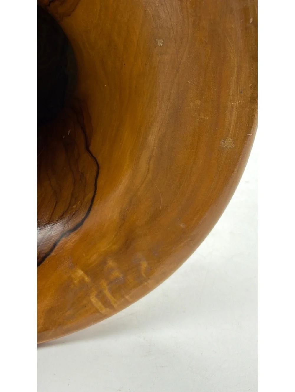 Vintage turned olive wood vase. Rustic and hand crafted.